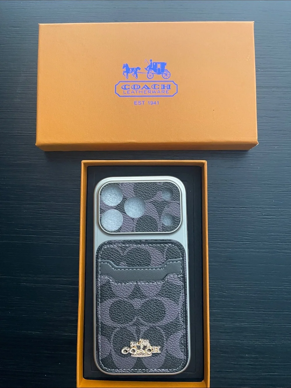 iPhone 17 pro Coach Card Case & Camera Cover in Black and Purple